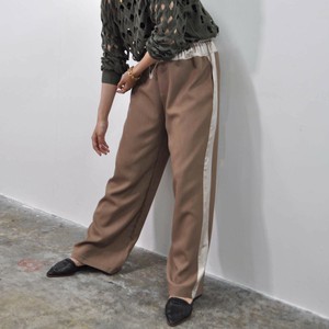 Full-Length Pant Satin Beige Waist black Switching Green