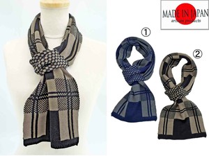 Thick Scarf Scarf Check Men's Made in Japan