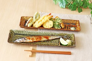 美濃焼 和の趣き仕切付長角皿　2色組