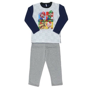 【キッズアパレル】スーパーマリオ 長袖長パンツ ネイビー