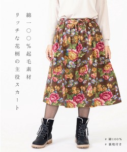 起毛フラワープリントスカート