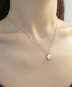 【サージカルステンレス 316L】 オーバル ストーン ペンダントネックレス  金属アレルギー対応