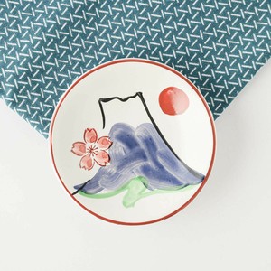 10cm富士山手書き小皿[日本製/美濃焼/和食器]
