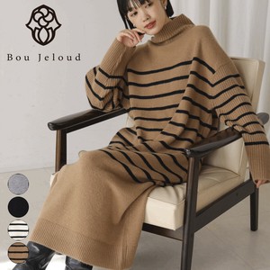 【SALE】ハイネックIラインニットワンピース◇すっきりIラインシルエットのニットワンピース