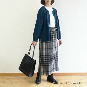 【BR1650】 ウールウェーブチェック・ラップ風スカート