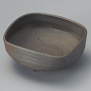 黒焼締なで角中鉢(信楽焼)