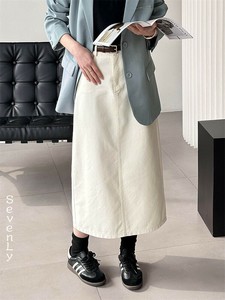 韓国ファッション aラインスカート デニムスカート ロング「2024新作」