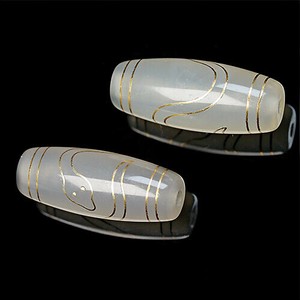 【天珠】金線白蛇(sv925)天珠 守り 開運 約30x13mm【ランダム発送】巳年開運