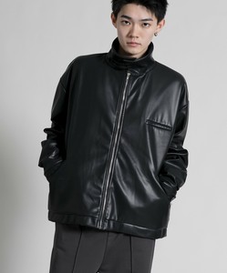 【aimoha neo】leather Military Blounson メンズ PU ブルゾン ジャケット レザー シンプル