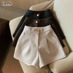 秋冬ショートパンツ 後ろゴム  カジュアル  ワイドレッグ  EH1550【2024AW】