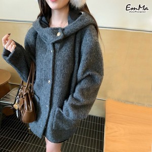 フーディショートコート ダークグレー ビッグシルエット カジュアル  EH4281【2024AW】