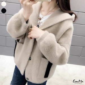 フーディシャギーニットジャケット あたたかい カジュアル  秋 冬   EH4200【2024AW】