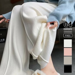 ワイドパンツ ニットパンツ ゆったりストレートパンツ ワイド ニット パンツ レディース ウエストゴム
