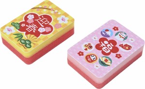 福々縁起･お正月キッチンスポンジ(2コ入セット)　17-52
