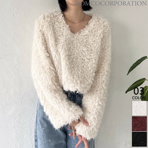 Sweater/Knitwear Shaggy Knit Pullover V-Neck [2024 NEW]