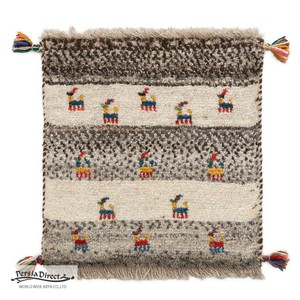 ギャッベ　ペルシャ　イラン　オーガニックウール　絨毯　ラグ　座布団　MS14926_NE　41×42cm