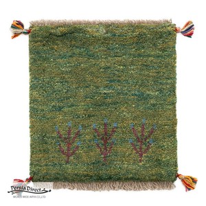 ギャッベ　ペルシャ　イラン　オーガニックウール　絨毯　ラグ　座布団　MS14860_GR　39×37cm