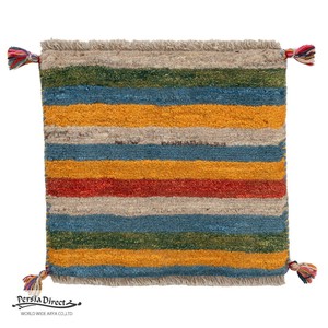 ギャッベ　ペルシャ　イラン　オーガニックウール　絨毯　ラグ　座布団　MS15141_CL　43×40cm