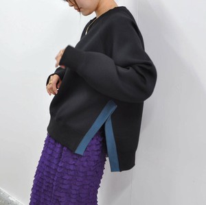 【即納】サイドカラーボンディングトップス（チャコールグレー　ブラックブルー）バイカラー