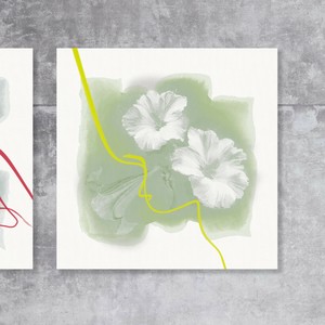 正方形キャンバスパネル 【 vintage white flower03 】北欧　インテリア アートパネル 抽象画
