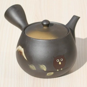 常滑焼（とこなめやき）　黒化粧袋型富士ふくろう急須　ステンレス茶こし
