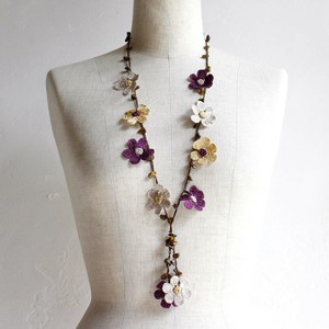 Necklace/Pendant Necklace Purple Beige Crochet Pattern