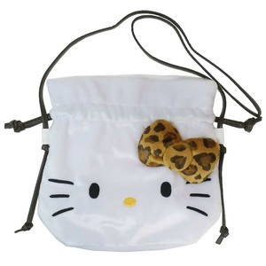 【ショルダーバッグ】ハローキティ 巾着ショルダー ヒョウ柄シリーズ ブラウン