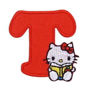 MKM07サンリオ「ハローキティ」イニシャルワッペン(T)