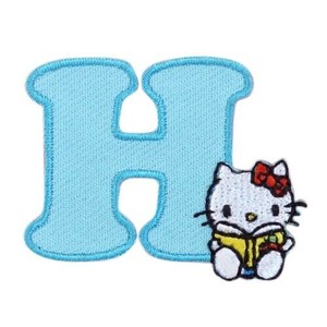 MKM02サンリオ「ハローキティ」イニシャルワッペン(H)