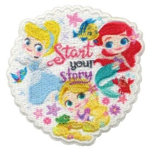 MY479 ディズニープリンセス（シンデレラ/ラプンツェル/アリエル）ワッペン アイロン＆シール両用タイプ