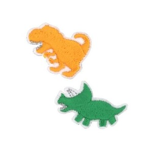 25035 2個付ワッペン「ティラノサウルス/トリケラトプス」 シール＆アイロン両用