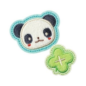 23311 パイオニアワッペンシリーズ ふわふわワッペン(パンダ/クローバー)2個付き アイロン接着