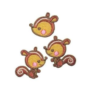 23271 りす ワッペン 3個付き アイロン接着