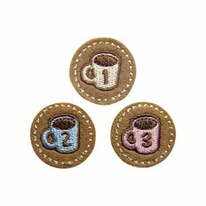 23258 カップ ワッペン 3個付き アイロン接着