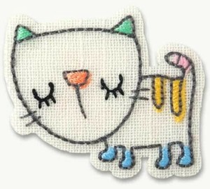 23154 ILLUSTRATION 動物・ねこ アイロン接着ワッペン イラストちっくな動物のかわいいアップリケ