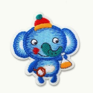 23122 ILLUSTRATION 動物・ゾウ イラストちっくな動物のかわいいワッペン＆アップリケ