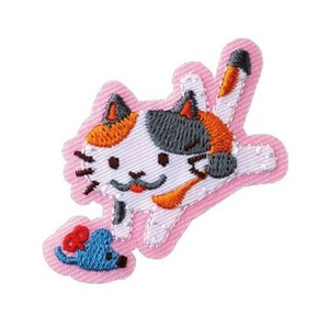 23070 ねこワッペン（とびミケ／三毛猫） アイロン接着タイプ