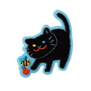 23069 ねこワッペン（クロ／黒猫） アイロン接着タイプ