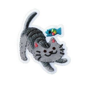 23068 ねこワッペン（サバトラ） アイロン接着タイプ