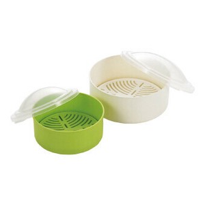 <キッチン>レンジ蒸し器目皿付き（大・小セット）　(4003057)