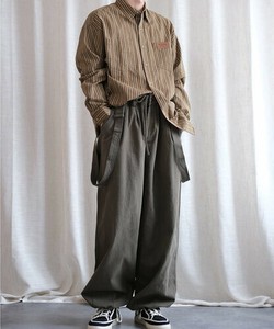 【HOOK-select-】2WAYミリタリーサスペンダー付き ボリュームタックワークパンツ メンズ レディース