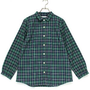 Button Shirt/Blouse Gathered Blouse Check Cotton Made in Japan