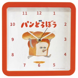 パンどろぼう　スクエアウォールクロック　レッド
