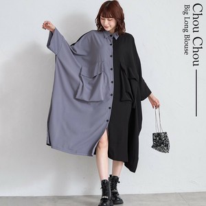 再入荷 配色ロングシャツ ユニセックス   大きいサイズ  2024人気 chou chou東京