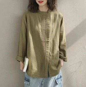 Button Shirt/Blouse Ladies fashion Linen Cotton