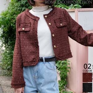 Jacket Collarless Tweed jacket [2024 NEW]