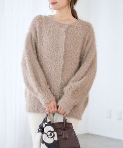 Cardigan Shaggy Front/Rear 2-way Puff Sleeve Knit Cardigan