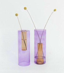 リバーシブルベース　ライラックピーチ　L 1個 花瓶 フラワーベース 一輪挿し ガラス おしゃれ 丸