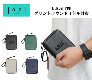 L.R.M TPU プリントラウンドミドル財布　メンズ財布　ユニセックス　カードポケット付き