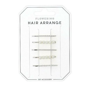 フラワーリング ヘアピン(4点セット) パール HHP0394-SV(シルバー)